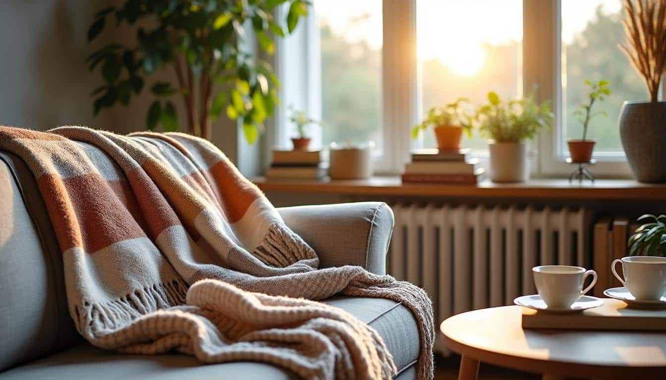 Des idées pour harmoniser les couleurs de votre plaid au salon