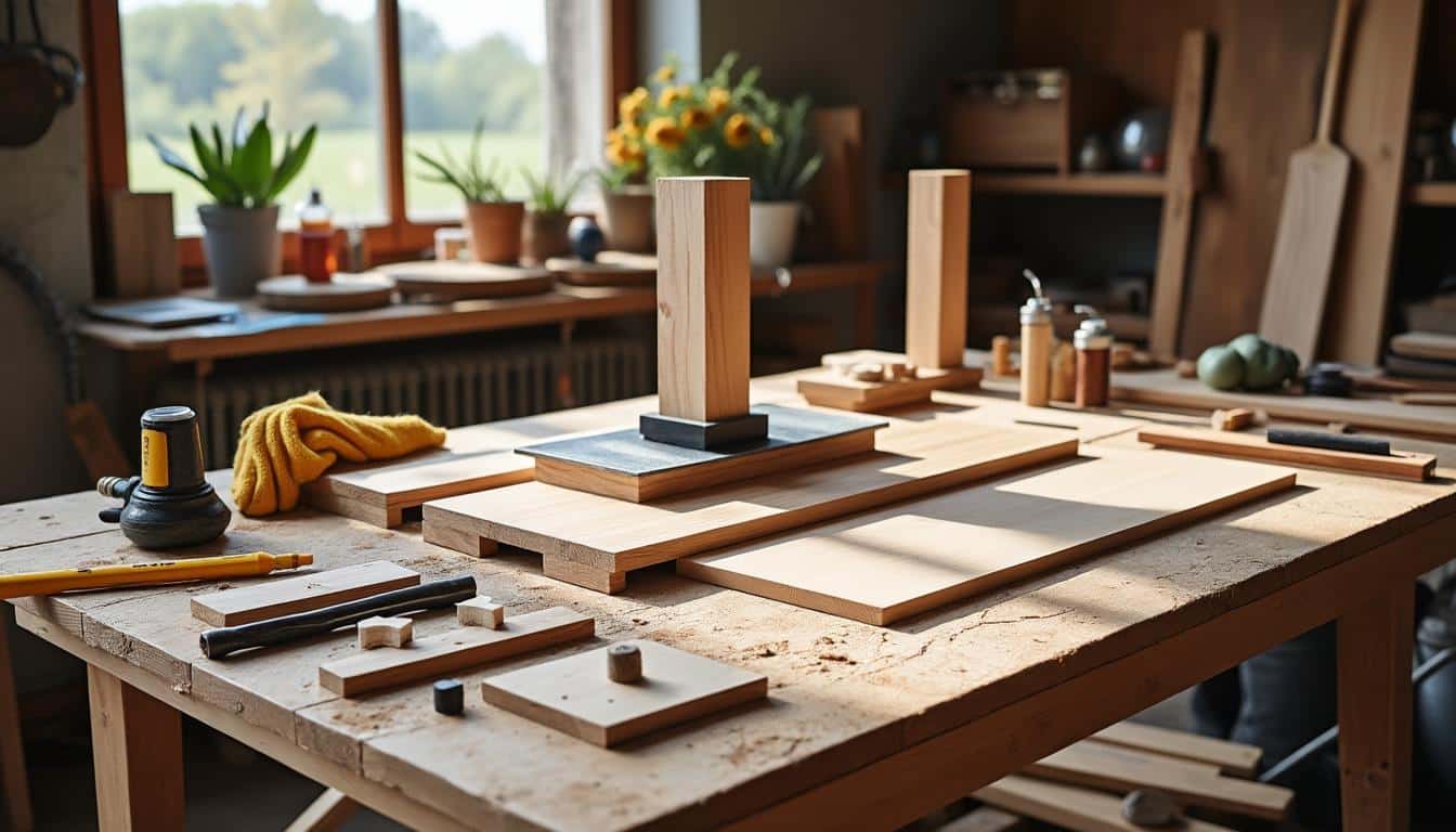 Illustration: Les matériaux et outils essentiels pour réussir à fabriquer un support solide pour perceuse à colonne