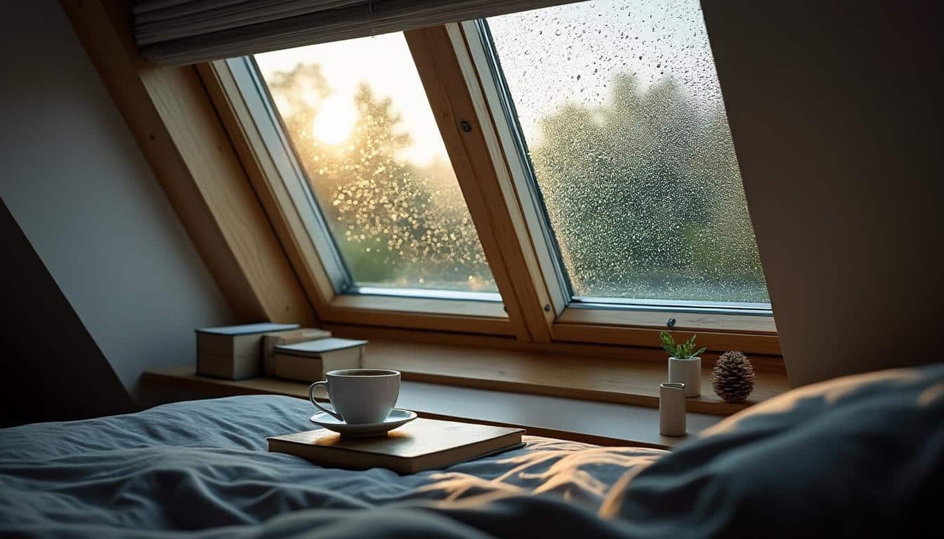 Illustration: Pourquoi la pluie génère-t-elle un bruit particulier sur les fenêtres de toit Velux ?